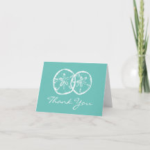 Beach wedding thank you cards with sand dollars