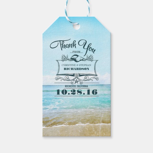 Beach Wedding Thank You Gift Tags (Front)