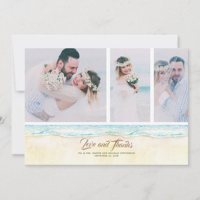 Beach Wedding Thank You Photo Card (Front)