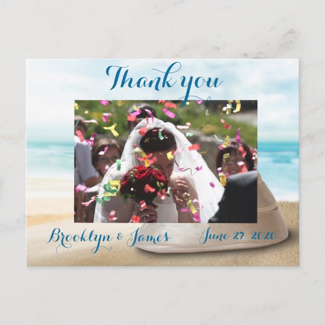 Beach Wedding Thank You Postcards (Front)