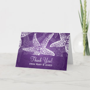 Beach Wedding "Thank you" Starfish Purple Thank You Card