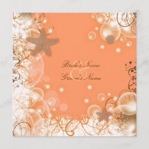 Beach wedding theme ~ elegant menu square