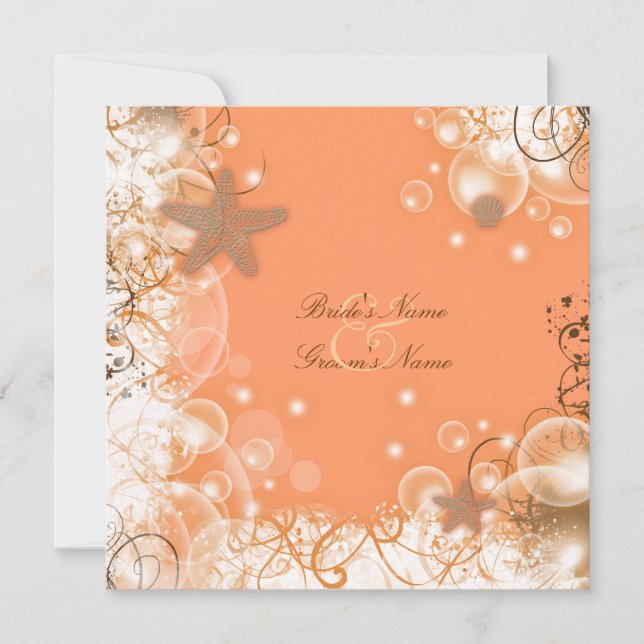 Beach wedding theme ~ elegant reception card (Front)