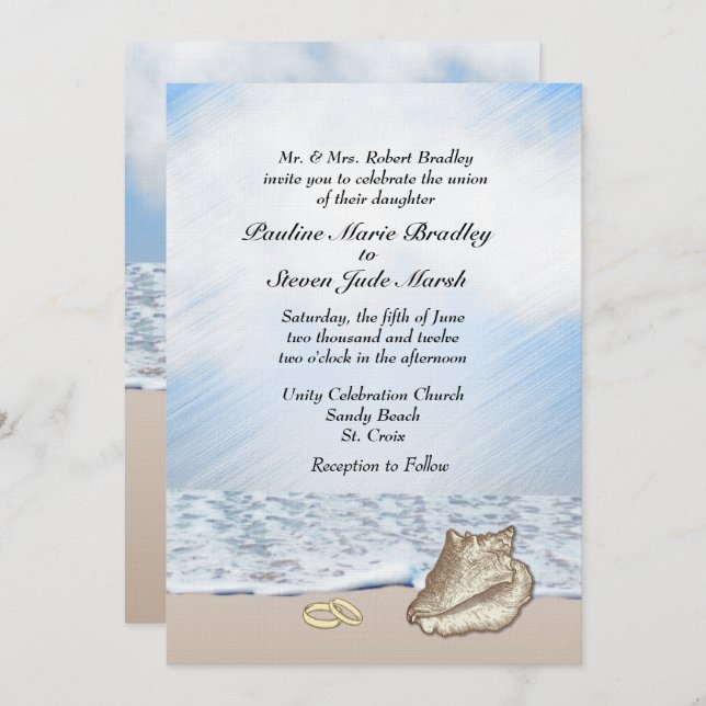 Beach Wedding Theme Invitation (Front/Back)