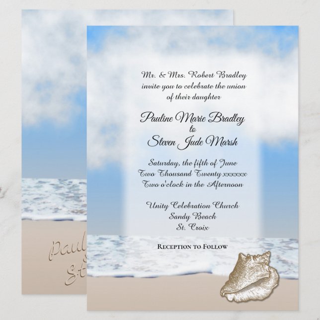 Beach Wedding Theme Invitation (Front/Back)