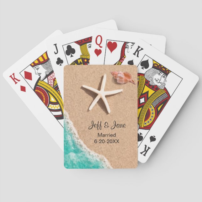 Beach Wedding Theme Playing Cards (Back)