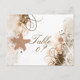 Beach wedding theme ~ table number card