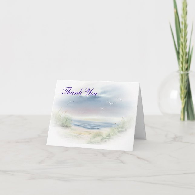 Beach Wedding Theme Thank you notecards (Front)