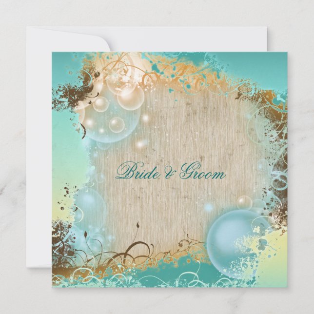 Beach wedding theme tropical destination invitation (Front)