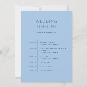 Beach Wedding Timeline Pastel Sky Blue Itinerary Invitation