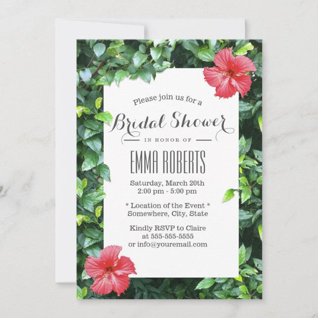 Beach Wedding Tropical Floral Bridal Shower Invitation (Front)