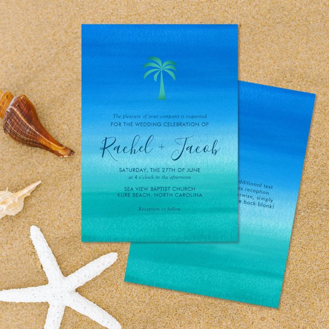 Beach Wedding Tropical Palm Tree Invitation (Creator Uploaded)