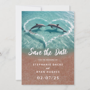 Beach wedding tropical save the date invitation