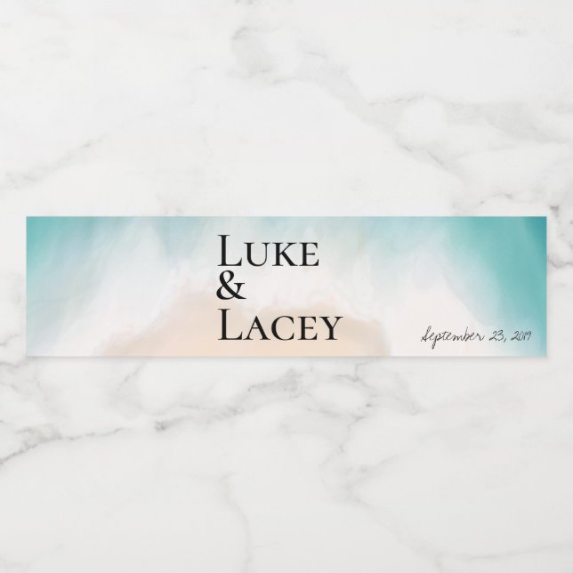 beach wedding watercolor labels (Single Label)