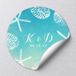 Beach Wedding Watercolor Seashells Wedding Favour Classic Round Sticker<br><div class="desc">Watercolor Seashells Beach Wedding Favour Stickers.</div>