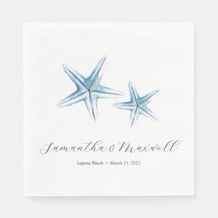 Beach Wedding Watercolor Starfish Napkin