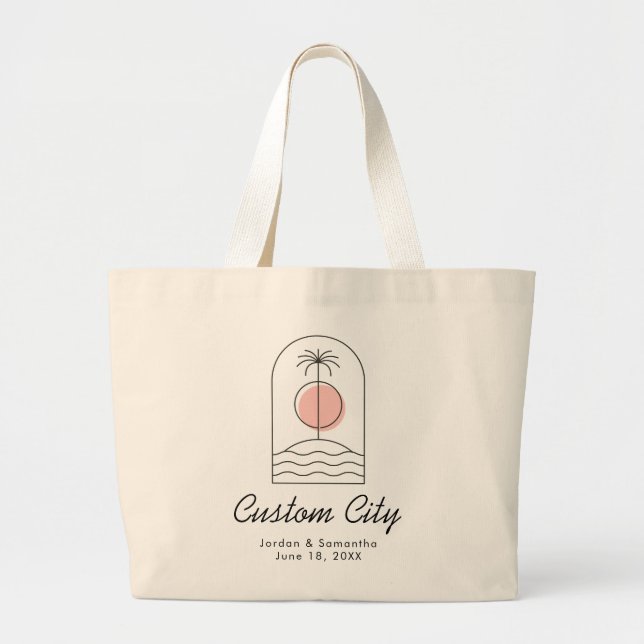 Beach Wedding Welcome Bag Personalized Large Tote (Front)