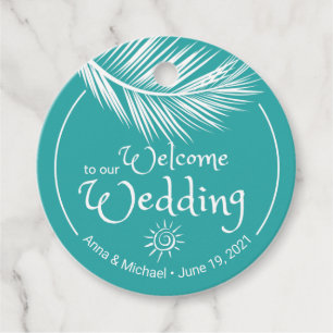 Beach wedding welcome bag tag