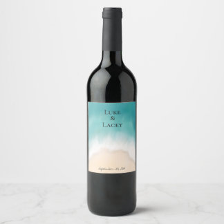 beach wedding wine label