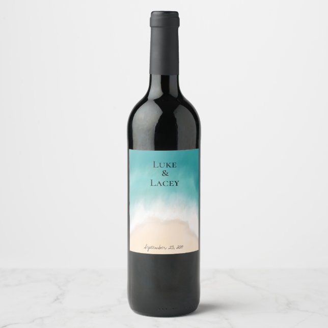 beach wedding wine label (Front)