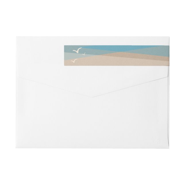Beach Wedding wraparound return address label (Back)