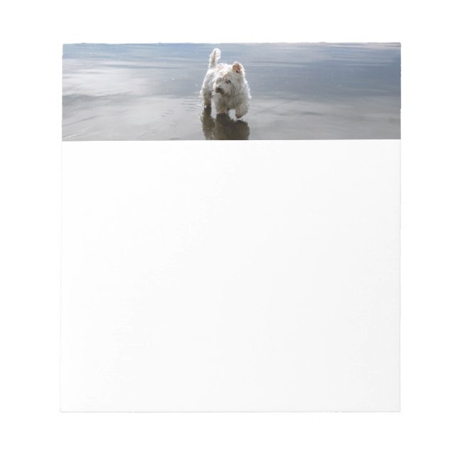 Beach Westie Reflection Stationery Paper Notepad (Front)