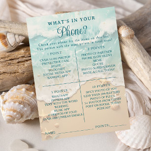 Beach What's In Your Phone Bridal Shower Game Invitation