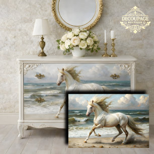 Beach White Horse Decoupage Tissue Paper