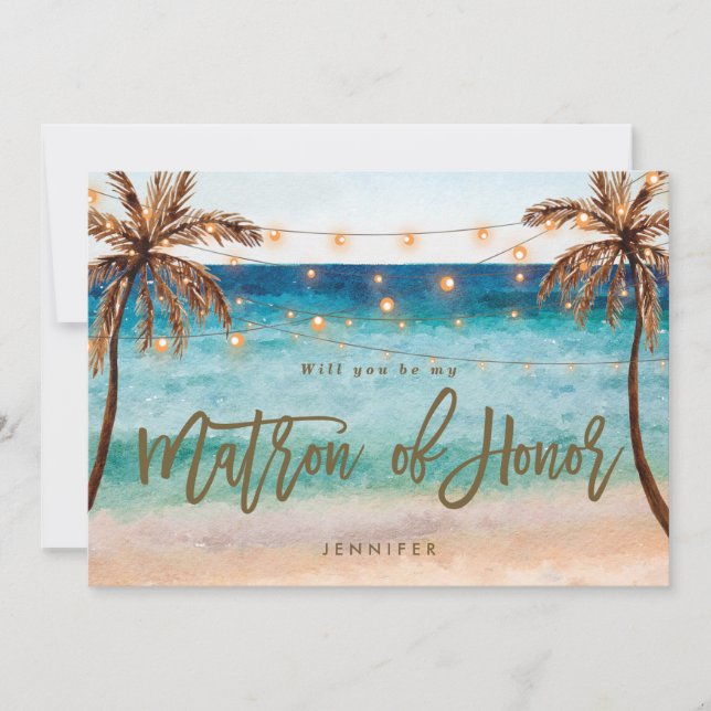 beach will you be my matron of honor proposal card (Front)