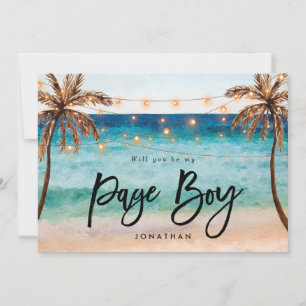 beach will you be my page boy proposal card