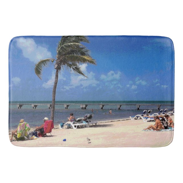 Beach with Coconut Palm Bath Mat (Front)
