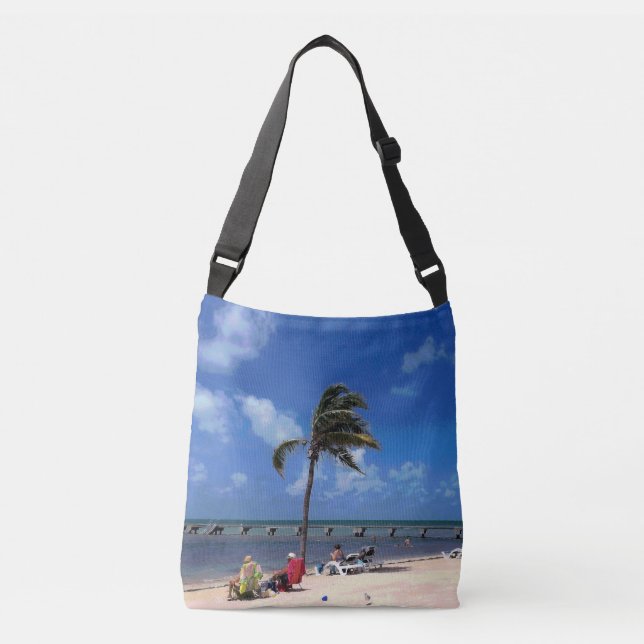 Beach with Coconut Palm Crossbody Bag (Front)