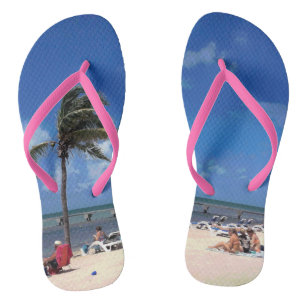Beach with Coconut Palm Flip Flops
