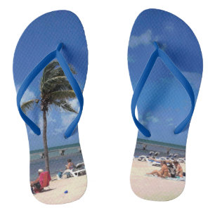 Beach with Coconut Palm Flip Flops