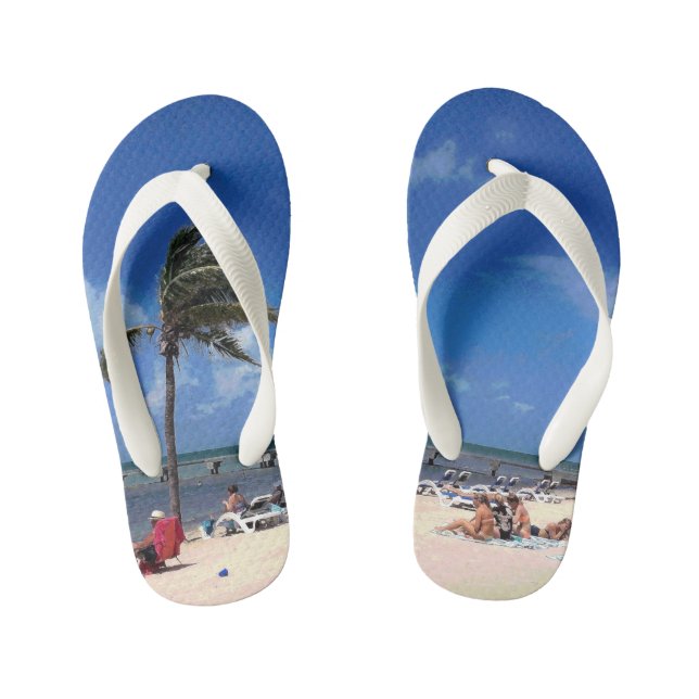 Beach with Coconut Palm Kid's Flip Flops (Footbed)