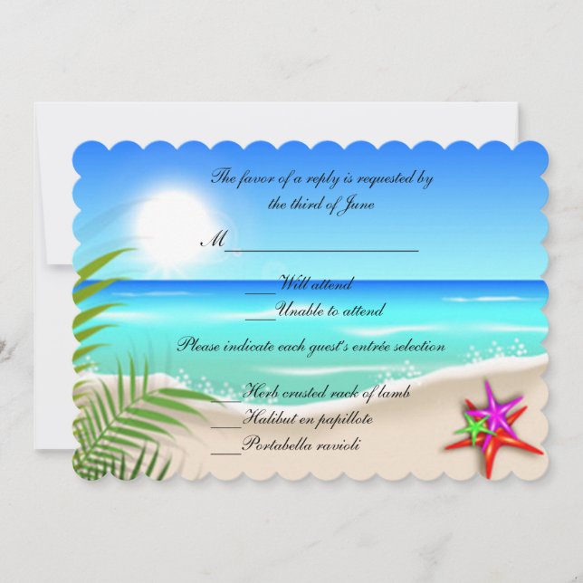 Beach With Colourful Starfish Response Card (Front)