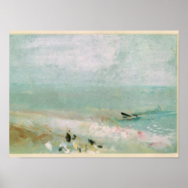 Beach with figures and a jetty. c.1830 poster (Front)