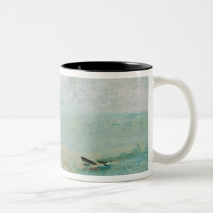 Beach with figures and a jetty. c.1830 Two-Tone coffee mug