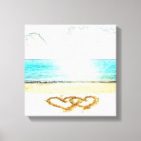 Beach with love heart in sand