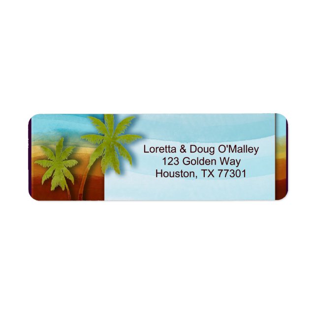 Beach with Palm Tree designer label (Front)