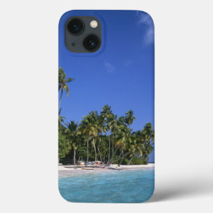 Beach with palm trees, Maldives iPhone 13 Case