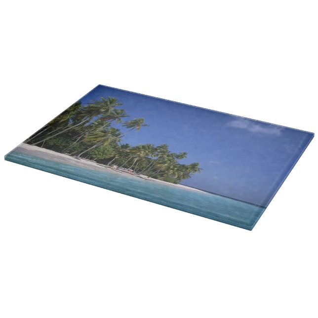Beach with palm trees, Maldives Cutting Board (Corner)