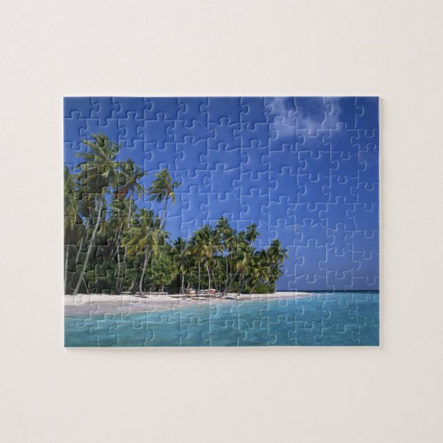 Beach with palm trees, Maldives Jigsaw Puzzle (Horizontal)