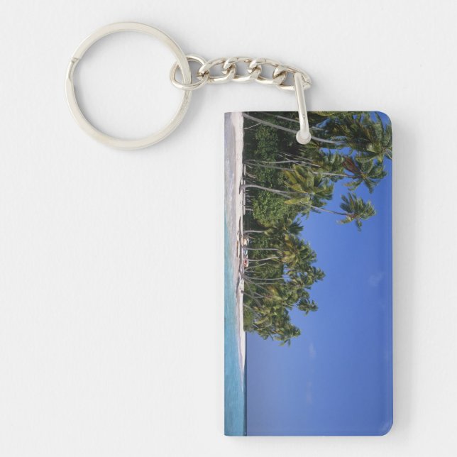 Beach with palm trees, Maldives Keychain (Front)