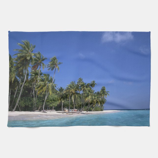 Beach with palm trees, Maldives Kitchen Towel (Horizontal)