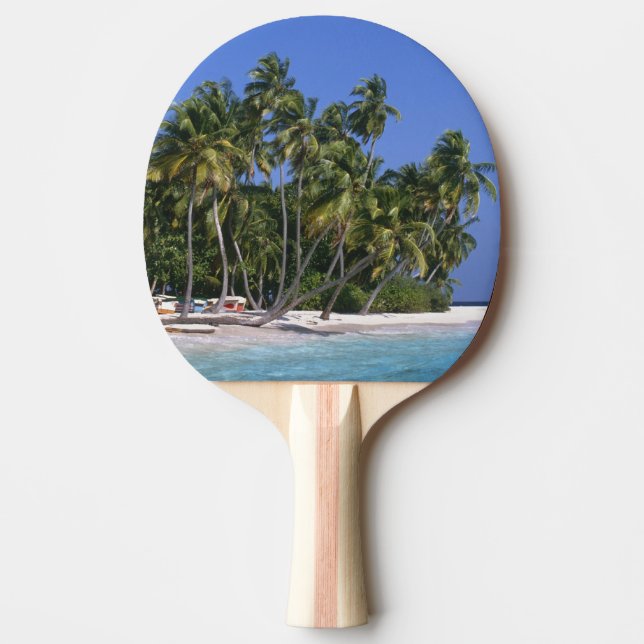 Beach with palm trees, Maldives Ping Pong Paddle (Front)