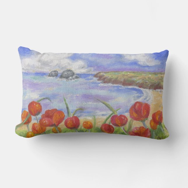 Beach with Poppies large pillow (Front)