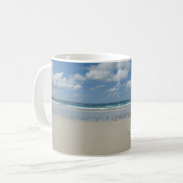 Beach with Seagulls Coffee Mug (Front Left)