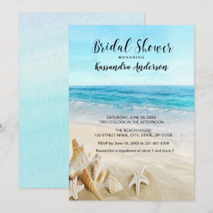 Beach With Seashells In The Sand Bridal Shower Invitation