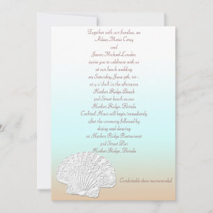Beach with Shell Wedding Invitation